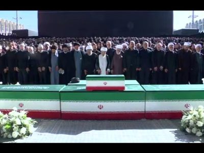 اقامه نماز بر پیکر امام شهید امت در مصلای تهران