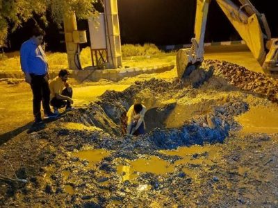 نشتی خط انتقال آب علی‌اکبر برطرف شد